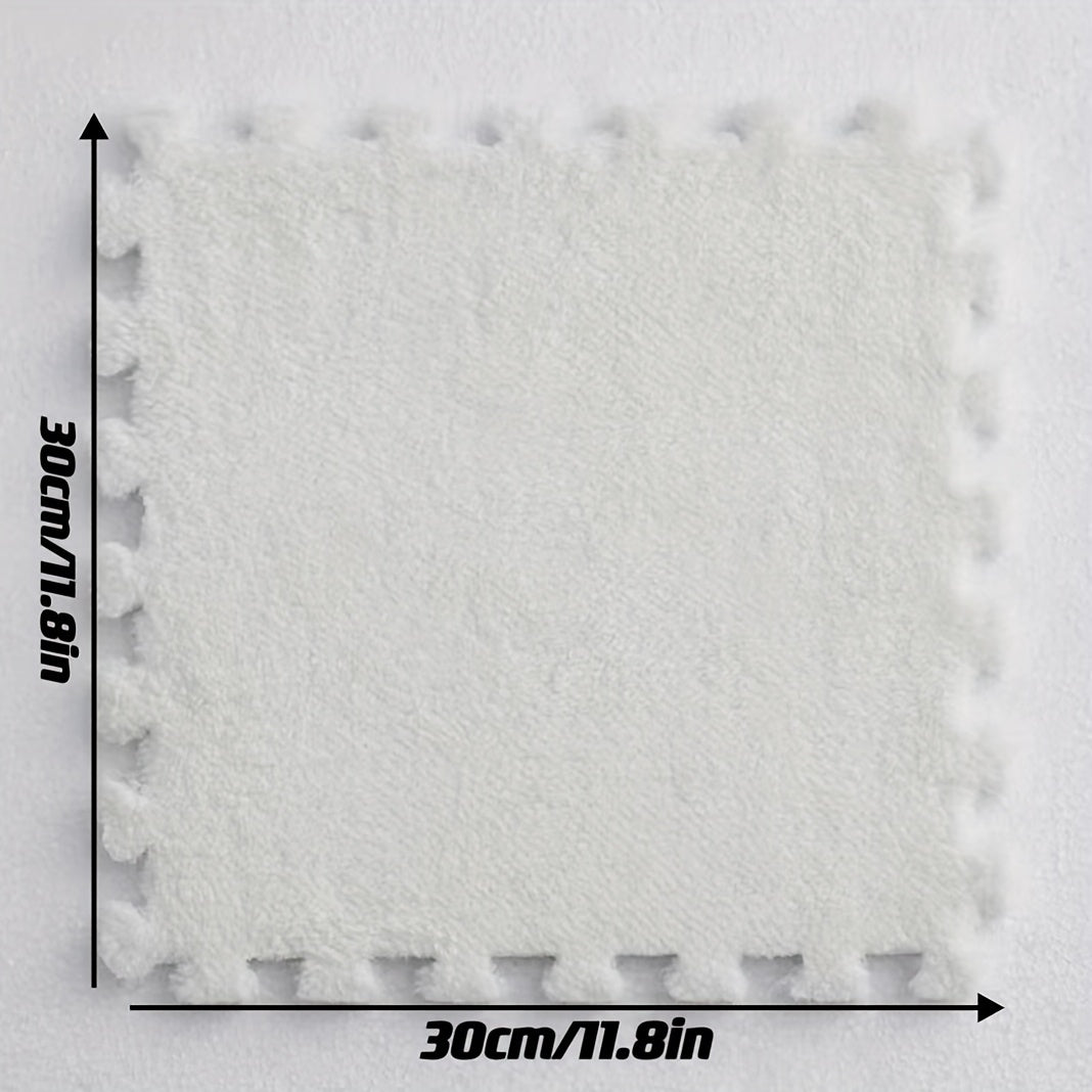 12pcs Plush Puzzle Floor Mat Interlocking Tiles Soft Climbing Carpet Mats