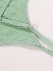 Solid Textured Bra & Panties Set Full Coverage Everyday Lingerie