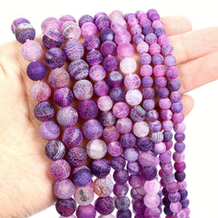 Purple Frost Cracked Dragon Veins Agates Beads 4-12mm