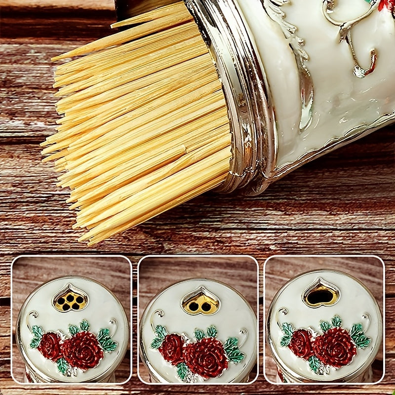 High-end Embossed Toothpick Holder with Lid for Home Hotel Restaurant Commercial