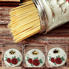 High-end Embossed Toothpick Holder with Lid for Home Hotel Restaurant Commercial