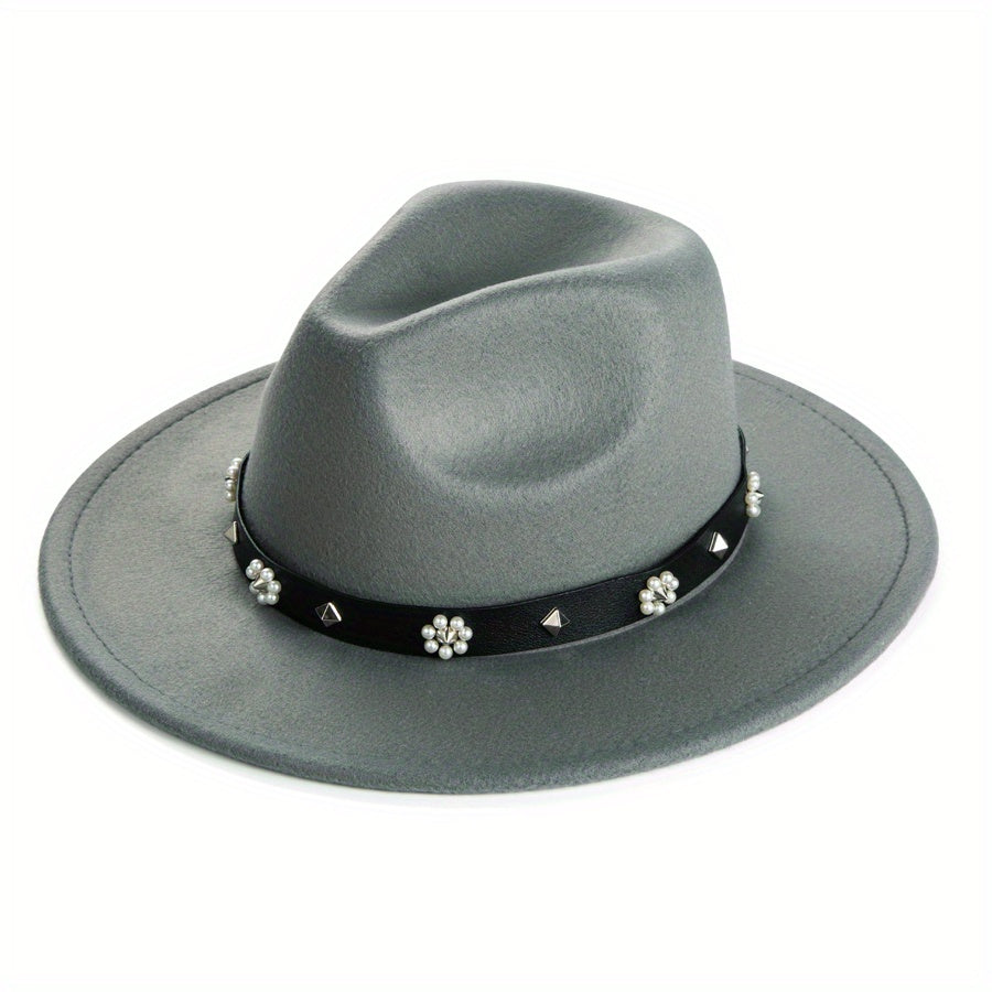 Large Brim Jazz Hat With Decoration Charm Top Hat