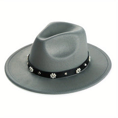 Large Brim Jazz Hat With Decoration Charm Top Hat