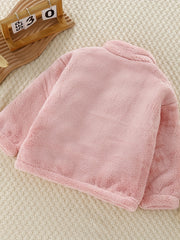 Girls Warm Sheep Embroidery Fleece Jacket For Fall Winter