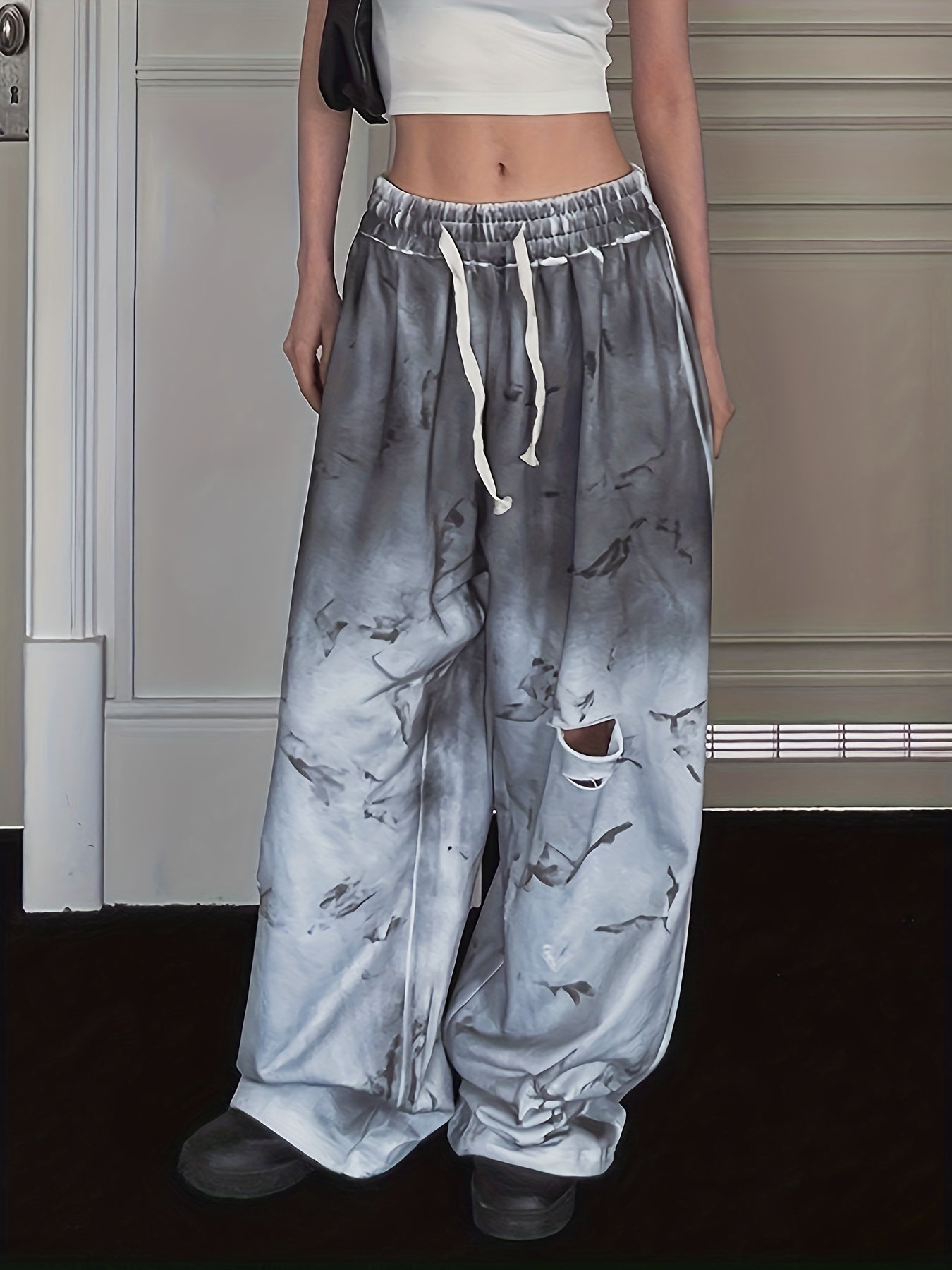 Women's Casual Ripped Loose Sports Pants