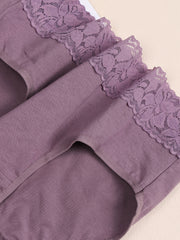 6 Pack Plus Size Lace Trim Mid Rise Underwear Sets