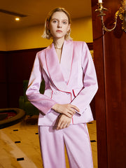 Button Textured Blazer Suit Jacket Wide Lapel Office Work Outerwear