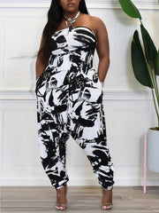 Graffiti Print Halter Neck Jumpsuit With Pockets