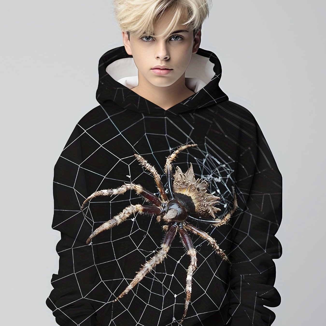 Spider 3D Print Boys Casual Hoodie Long Sleeve Sweatshirt