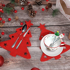 5pcs Christmas Tree Cutlery Holders Felt Fork Spoon Bags