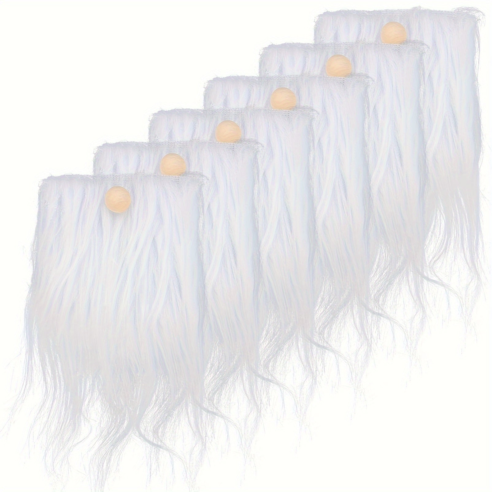 12pcs Faux Fur Costume Beard & Wooden Ball Crafts Dwarf Doll Accessories