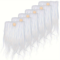 12pcs Faux Fur Costume Beard & Wooden Ball Crafts Dwarf Doll Accessories