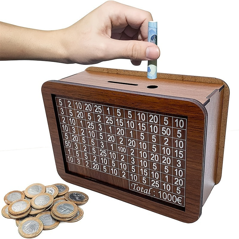 1pc Money Box With Counter Desktop Piggy Bank Gift Wooden Craft