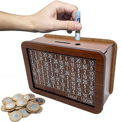 1pc Money Box With Counter Desktop Piggy Bank Gift Wooden Craft