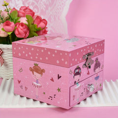 Floral Pink Ballerina Music Box with Mirror