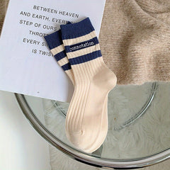 Striped Sports Socks Breathable College Style Women's Stockings