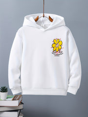 Boys Flower Print Hooded Sweatshirt for Spring Fall