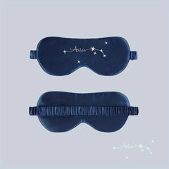 Navy Zodiac Constellation Silk Eye Mask Embroidered Dual Side