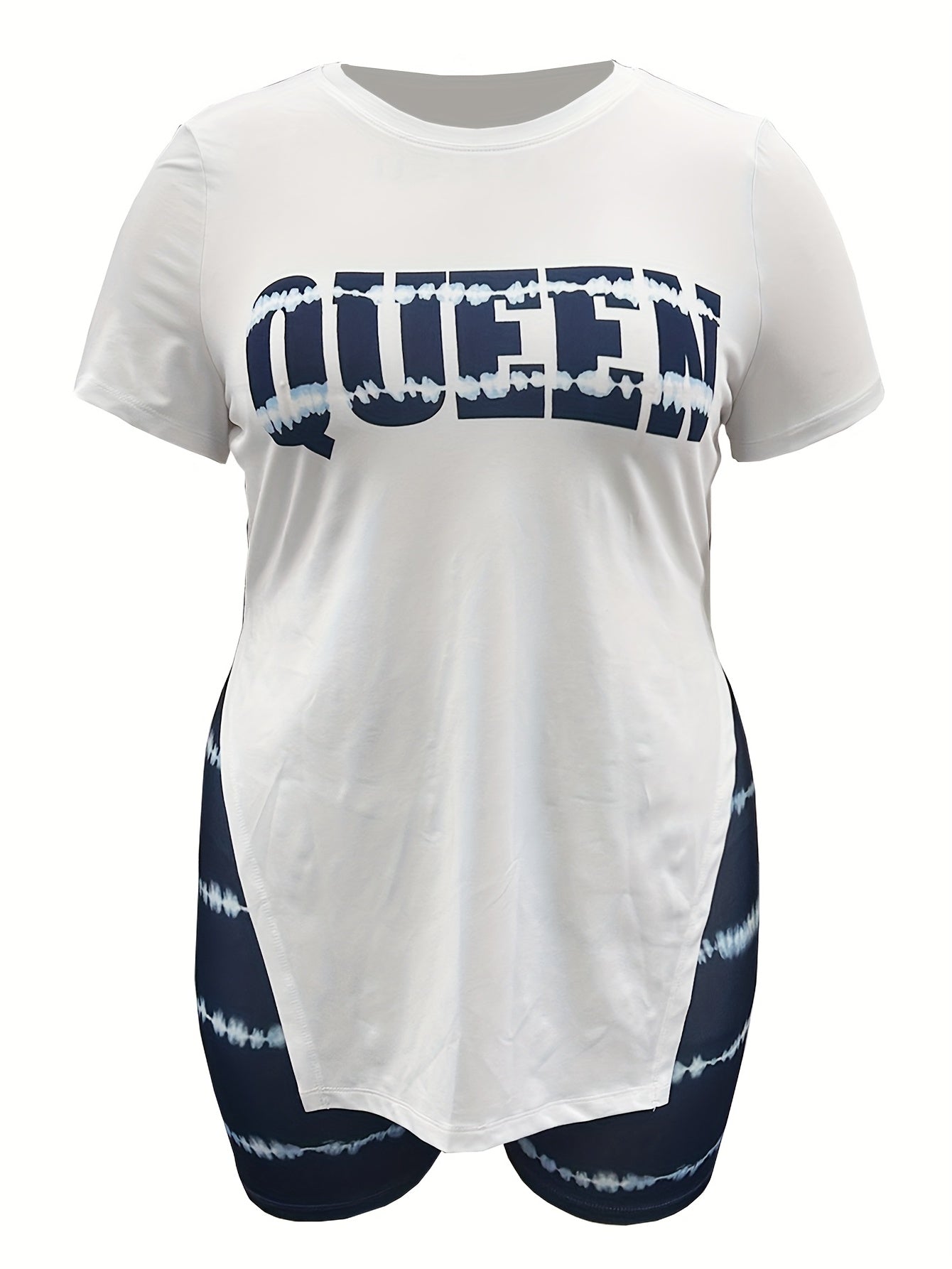Tie Dye Letter Print T-shirt & Biker Shorts Set