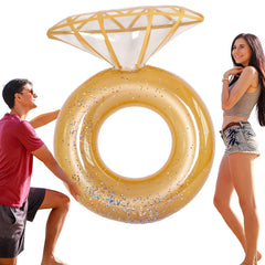 Golden Sparkling Swim Ring for Pool & Beach Parties