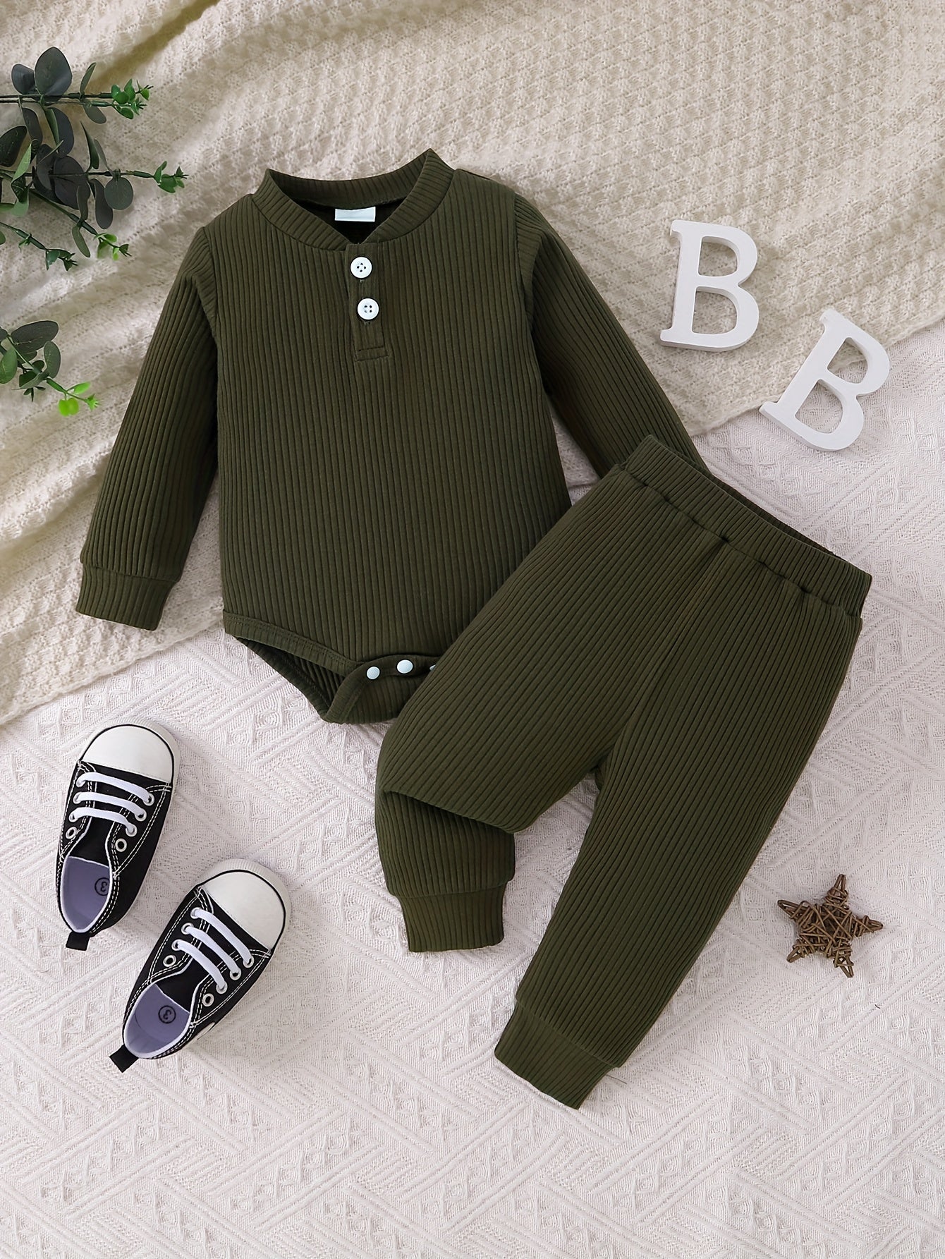 Infant Baby 2pcs Suit Long Sleeve Romper Pants Boys Girls Fall Winter Outfit