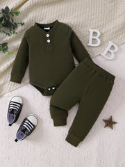 Infant Baby 2pcs Suit Long Sleeve Romper Pants Boys Girls Fall Winter Outfit
