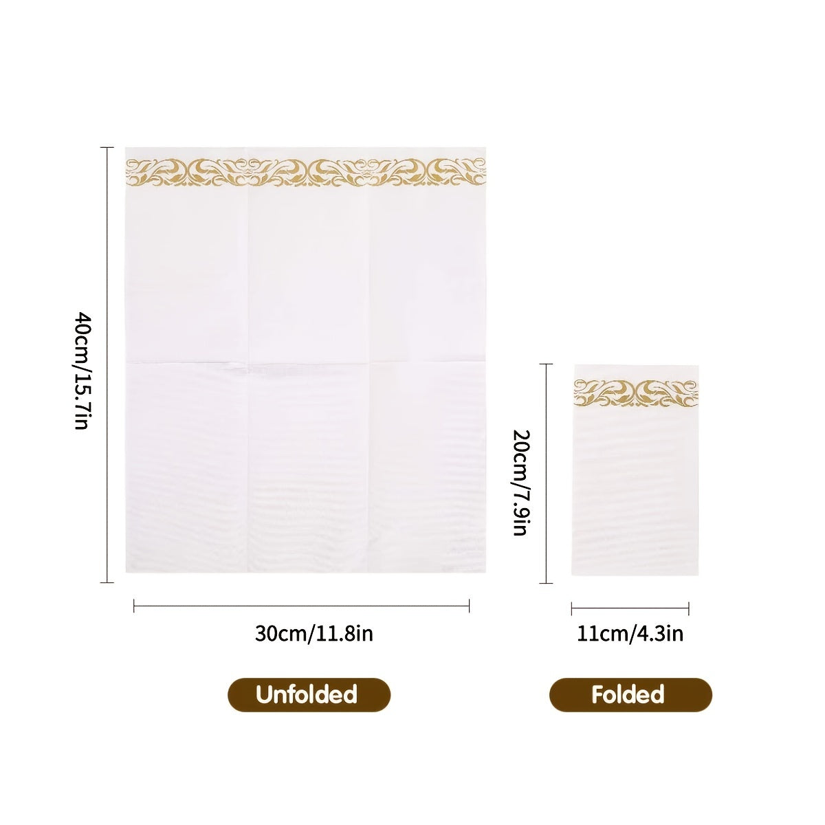 50pcs Golden Floral Disposable Hand Towels for Weddings