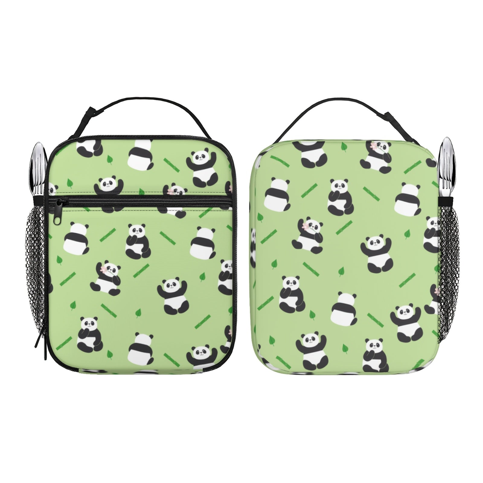 10 Inch Panda Insulated Lunch Box with Bamboo Reusable Leakproof Bag