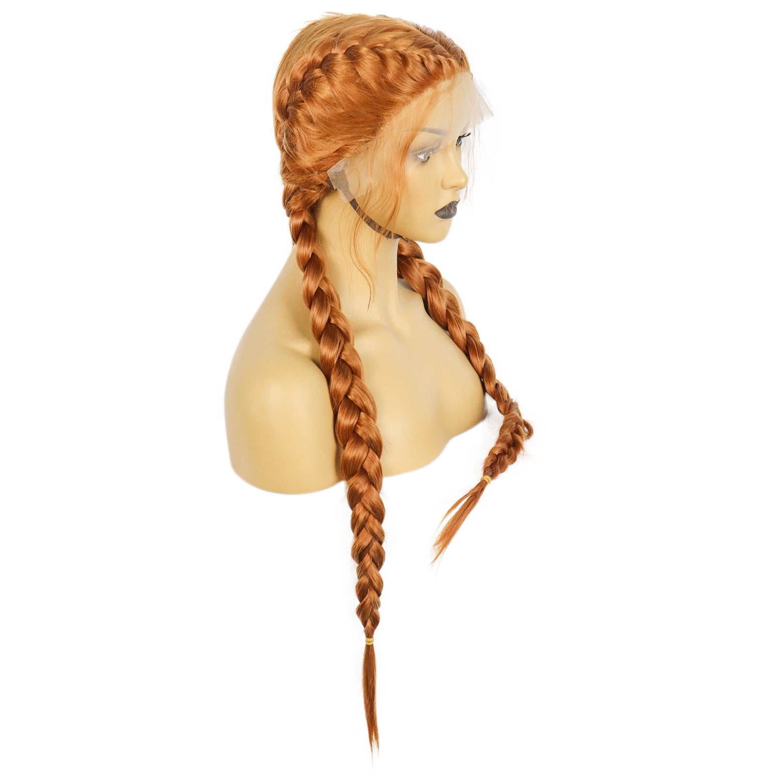 Copper Red Braided Lace Front Wig + Wig Cap