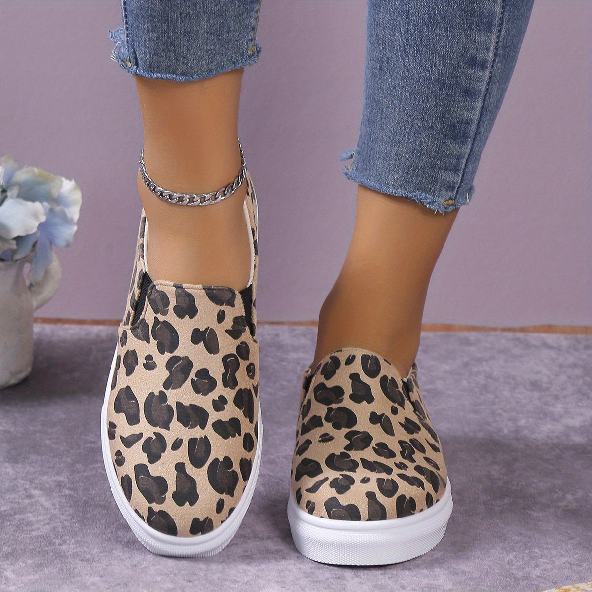 Leopard Print Slip On Flatform Shoes - Comfy & Casual