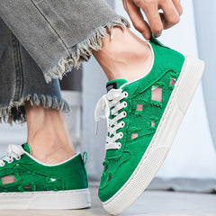 Men's Ripped Lace-up Sneakers Skate Shoes Good Grip