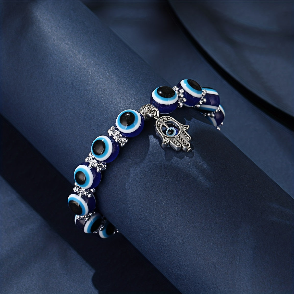 Royal Devil's Eye Beaded Palm Eye Pendant Bracelet Gift