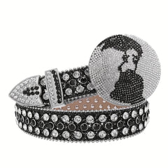 Y2K Punk Rivet Sparkly Belt Round Buckle Cowgirl Belt