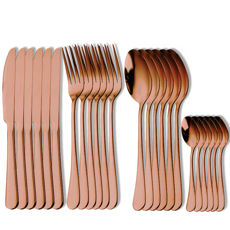 24pcs Steak Cutlery Set 1010 Stainless Steel Fork Spoon