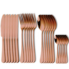 24pcs Steak Cutlery Set 1010 Stainless Steel Fork Spoon