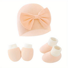 Newborn Baby Hat And Mittens & Toddler Beanie Cap & Non Slip Socks