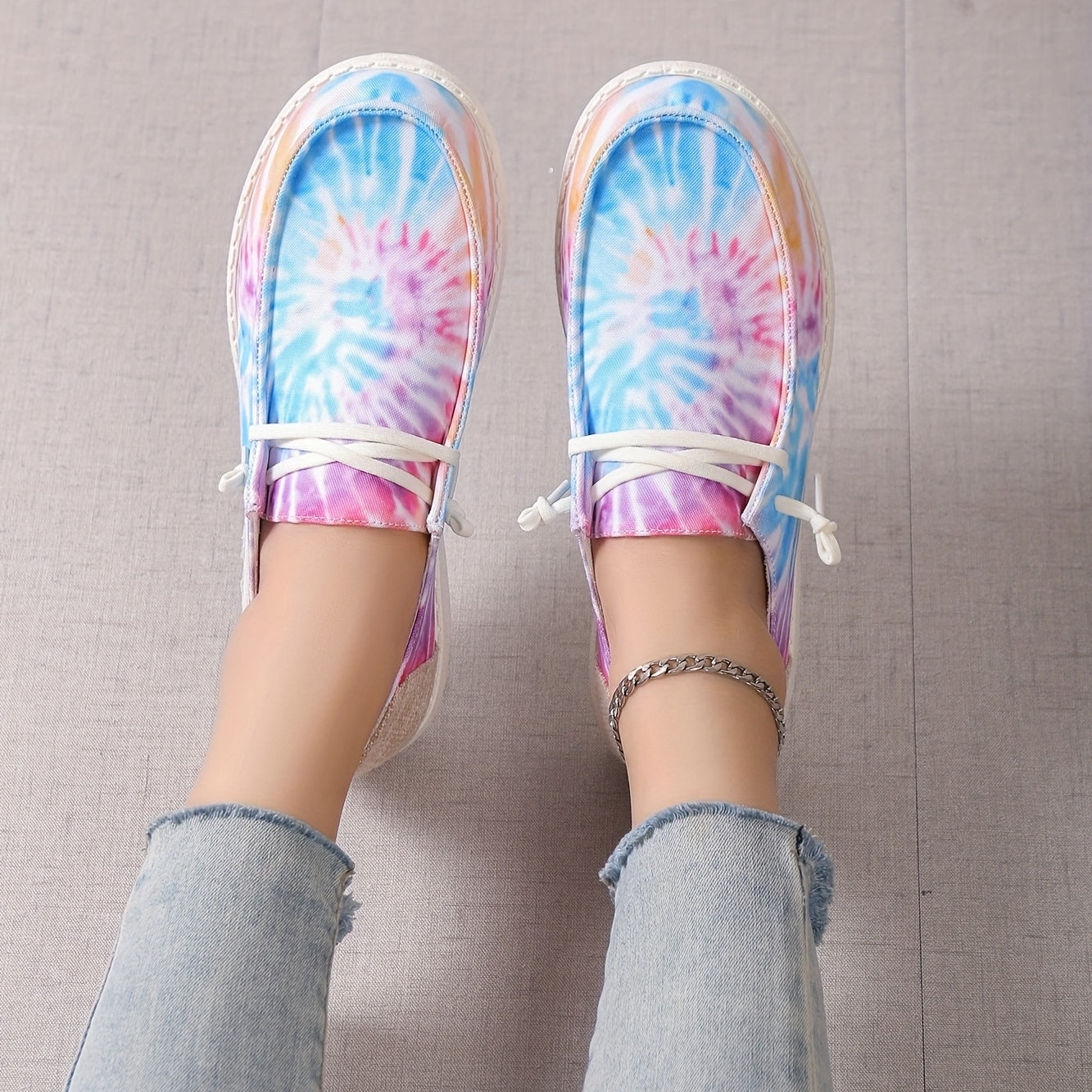 Women's Tie Dye Sneakers Low Top Canvas Shoes