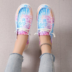 Women's Tie Dye Sneakers Low Top Canvas Shoes