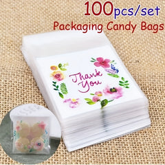 100pcs Translucent Self-adhesive Baking Packaging Bag for Biscuits & Nougat