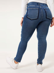 Women's Plus Solid Ripped High Rise Skinny Jeans