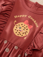 Happy Cookie Graphic Flying Sleeve Romper