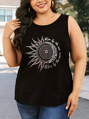 Women's Plus Size Tank Top Graphic Print Round Neck Stretch Tank Top
