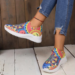 Women's Smile Print Sock Shoes Colorful Slip On Low Top Casual Shoes