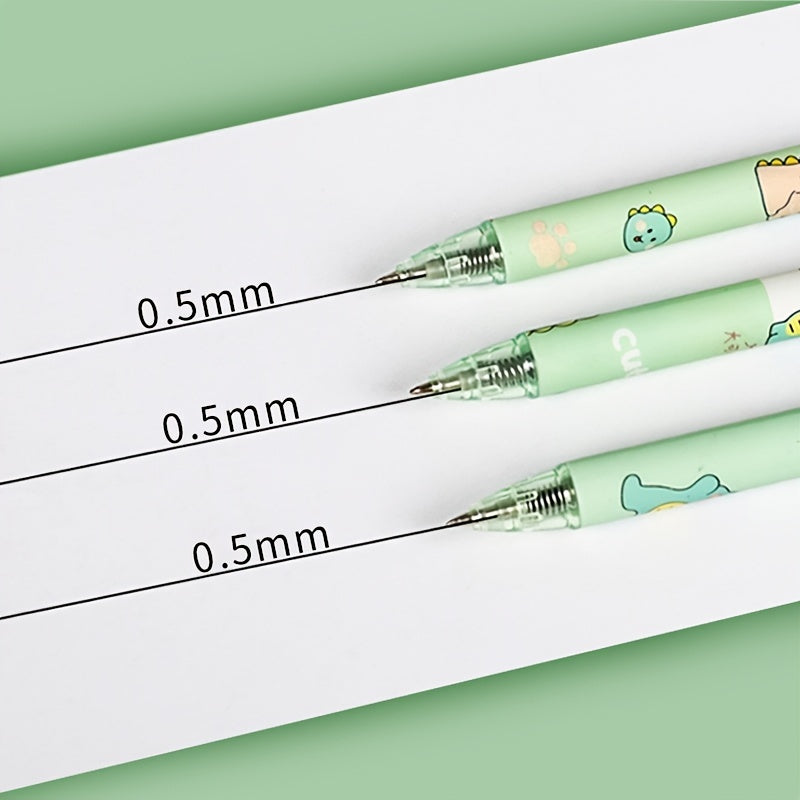 6pcs Matcha Green Dinosaur Gel Pen Set 0.5 Bullet Carbon Student Brush Pen