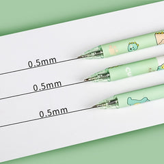 6pcs Matcha Green Dinosaur Gel Pen Set 0.5 Bullet Carbon Student Brush Pen