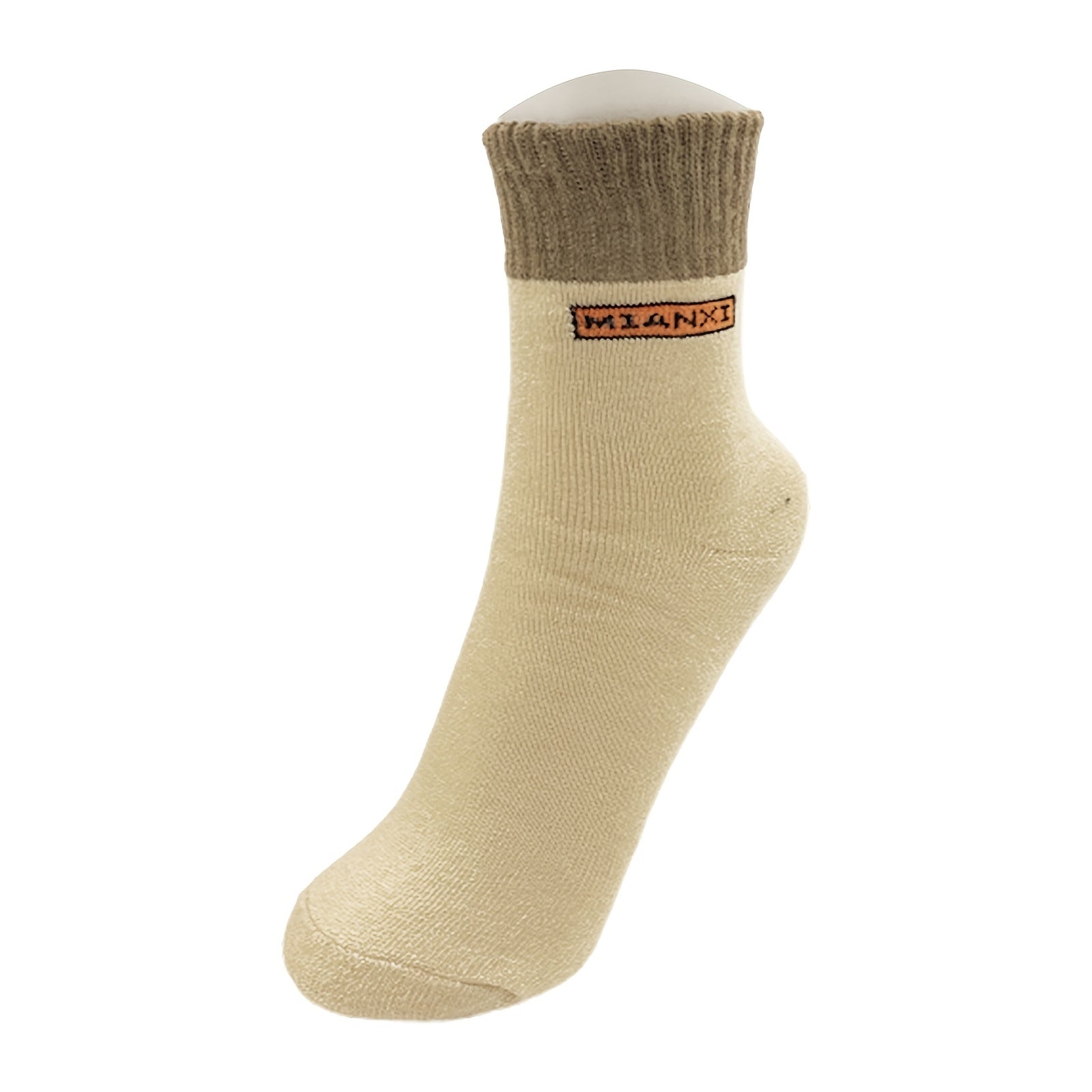 Colorblock Thermal Letter Pattern Mid Tube Socks Women's Stockings