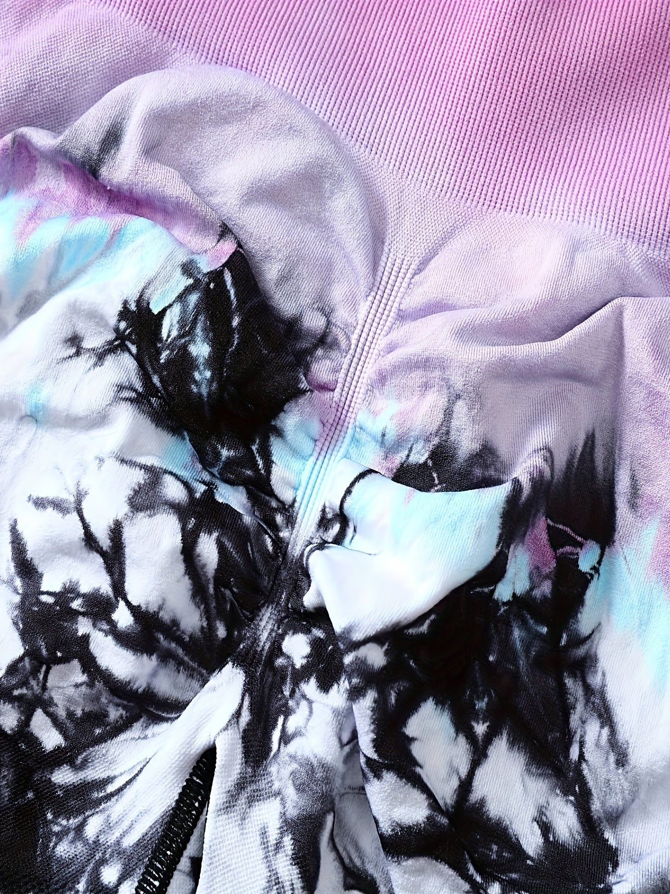 2Pcs Tie Dye Yoga Shorts High Waist Butt Lifting Slimming Fitness Shorts