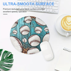 Baseball Round Mouse Pad Non Slip Rubber Base Small Size 7.87 x 7.87 x 0.1 Inch