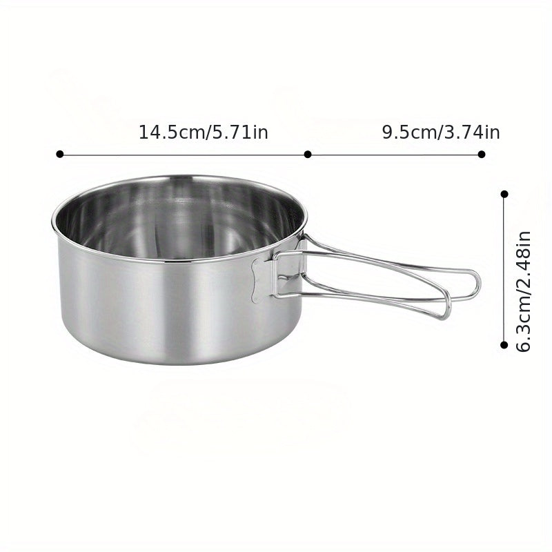 304 Stainless Steel Camping Cutlery Foldable Handle Bowel