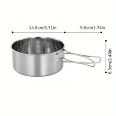 304 Stainless Steel Camping Cutlery Foldable Handle Bowel